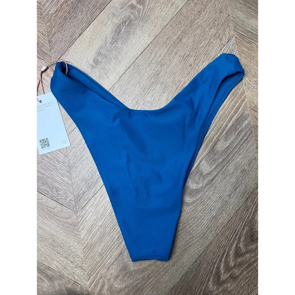 Quince High Leg Bikini Bottom Teal Blue‎ Small NWT